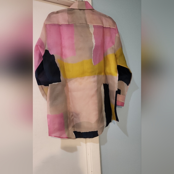 Lafayette 148 Oversized Printed Silk-satin Shirt-pink - Picture 9 of 11